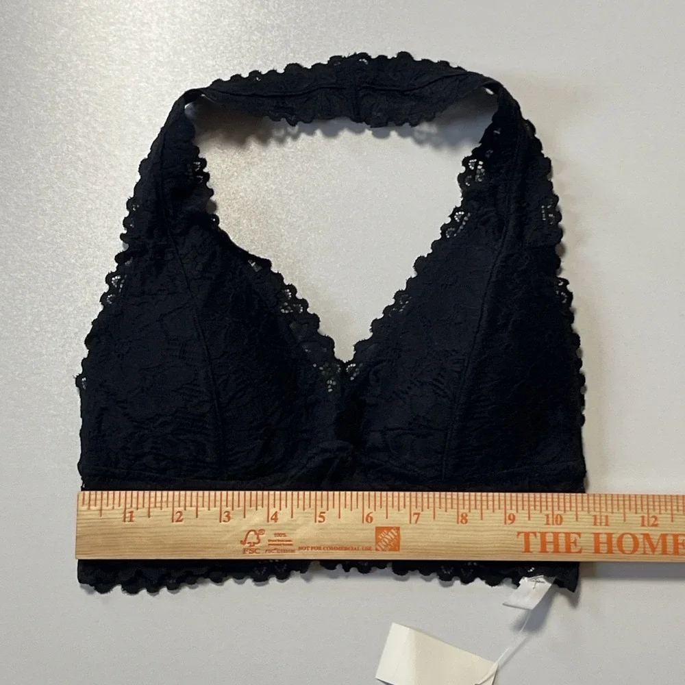 Live Love Dream By Aeropostale Size M Black Lace Halter Padded Wireless Bralette